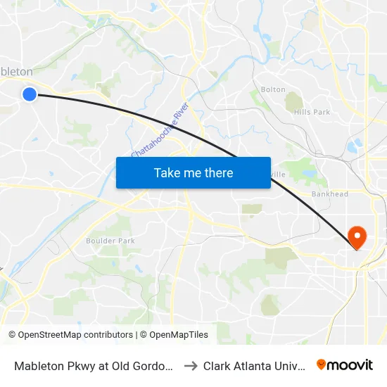 Mableton Pkwy at Old Gordon Road to Clark Atlanta University map