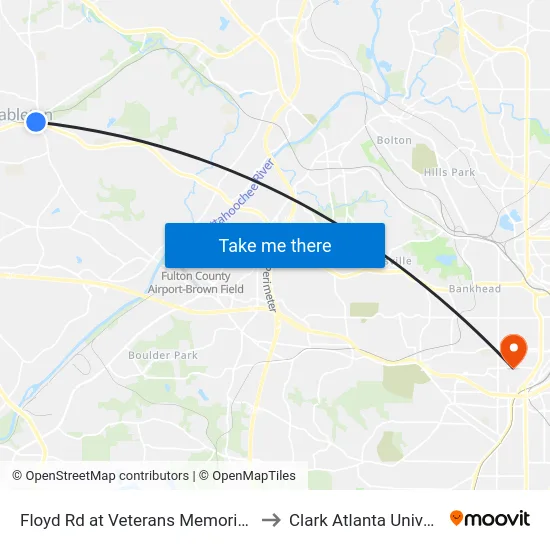 Floyd Rd at Veterans Memorial Hwy to Clark Atlanta University map