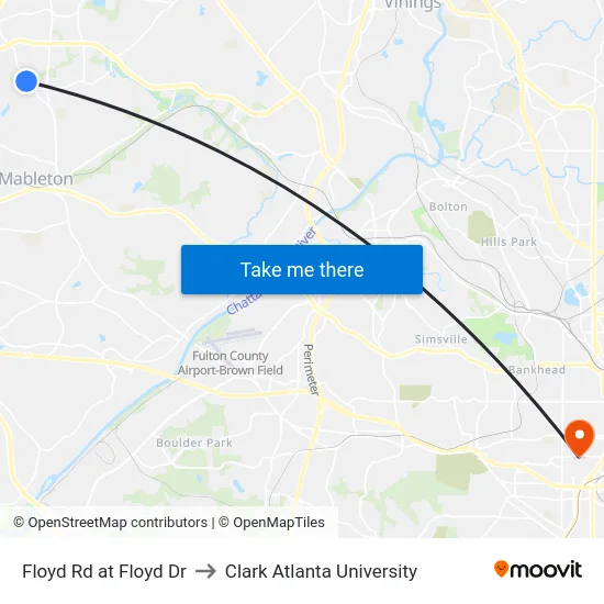 Floyd Rd at Floyd Dr to Clark Atlanta University map