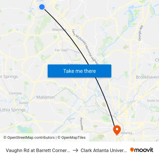 Vaughn Rd at Barrett Corners Dr to Clark Atlanta University map