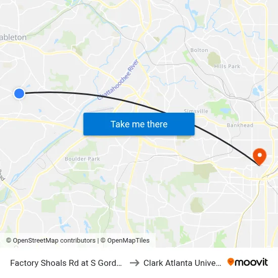 Factory Shoals Rd at S Gordon Rd to Clark Atlanta University map