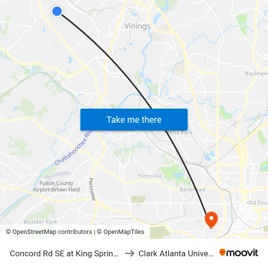 Concord Rd SE at King Springs Rd to Clark Atlanta University map