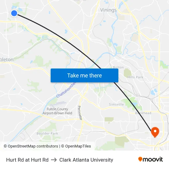 Hurt Rd at Hurt Rd to Clark Atlanta University map