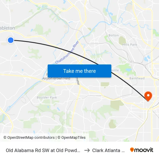 Old Alabama Rd SW at Old Powder Springs Rd SW to Clark Atlanta University map