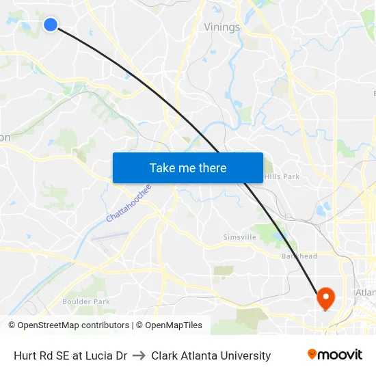 Hurt Rd SE at Lucia Dr to Clark Atlanta University map
