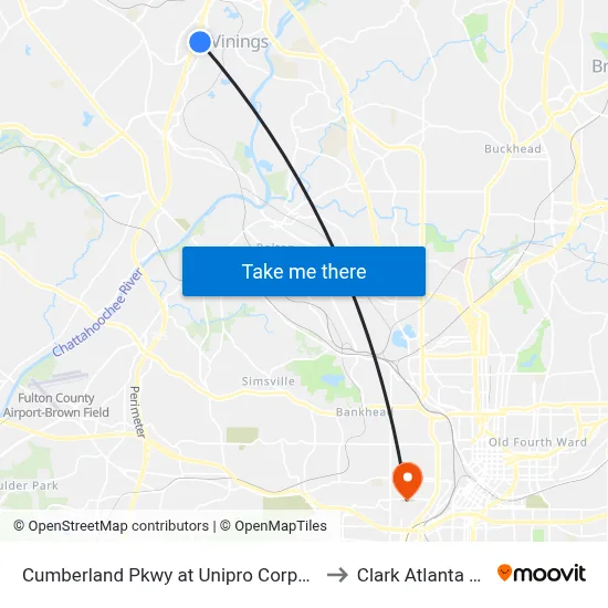 Cumberland Pkwy at Unipro Corporate Office / Kaise to Clark Atlanta University map