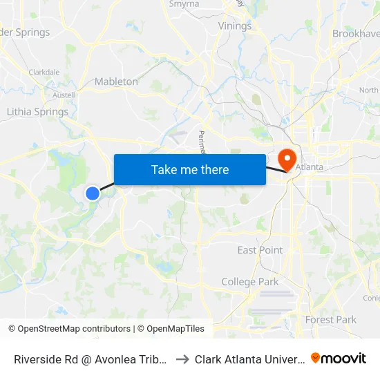 Riverside Rd @ Avonlea Tributary to Clark Atlanta University map