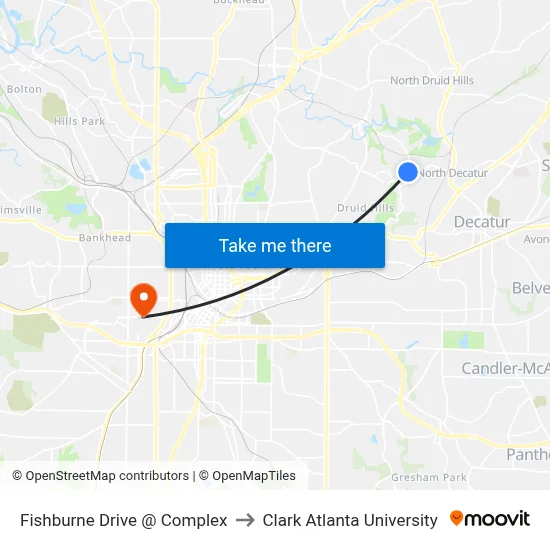 Fishburne Drive @ Complex to Clark Atlanta University map