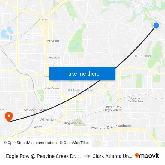 Eagle Row @ Peavine Creek Dr. (Eastbound) to Clark Atlanta University map