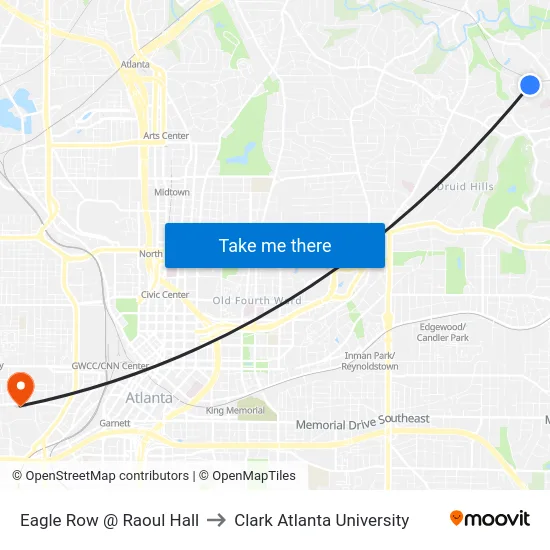 Eagle Row @ Raoul Hall to Clark Atlanta University map