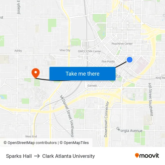 Sparks Hall to Clark Atlanta University map