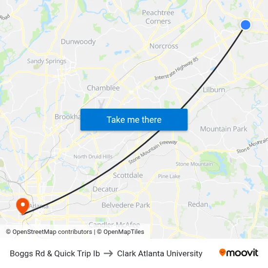 Boggs Rd & Quick Trip Ib to Clark Atlanta University map