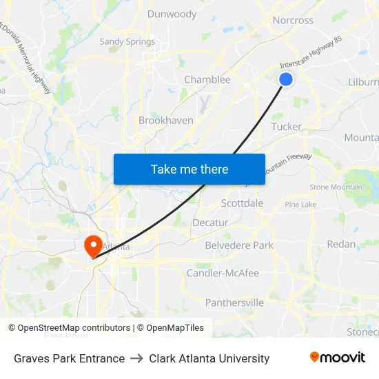 Graves Park Entrance to Clark Atlanta University map