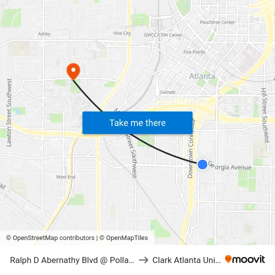 Ralph D Abernathy Blvd @ Pollard Blvd SW to Clark Atlanta University map