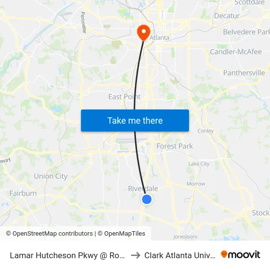 Lamar Hutcheson Pkwy @ Roberts Dr to Clark Atlanta University map