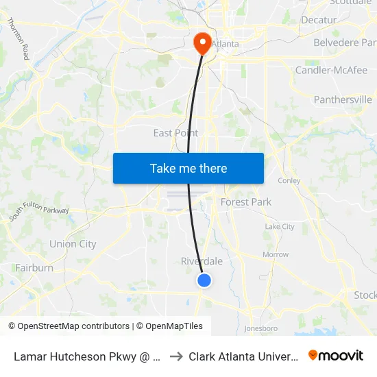 Lamar Hutcheson Pkwy @ 618 to Clark Atlanta University map