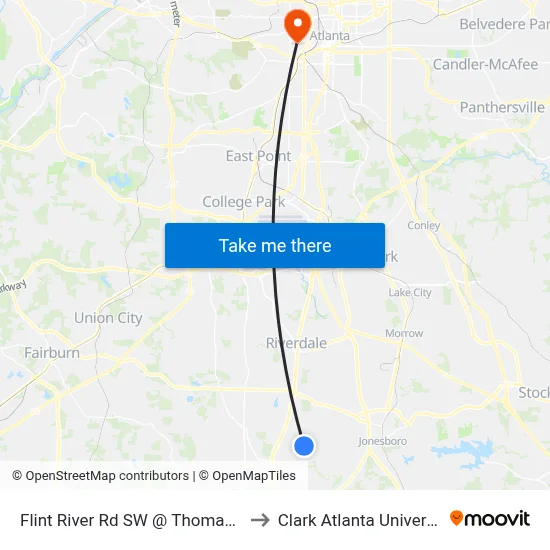 Flint River Rd SW @ Thomas Rd to Clark Atlanta University map