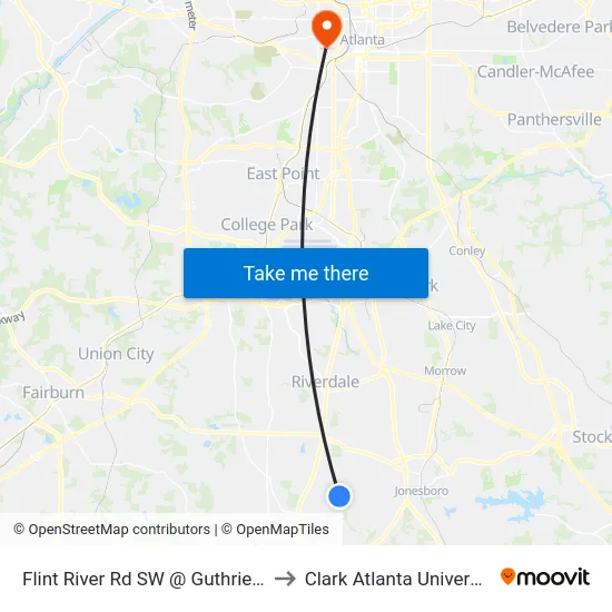 Flint River Rd SW @ Guthrie Dr to Clark Atlanta University map