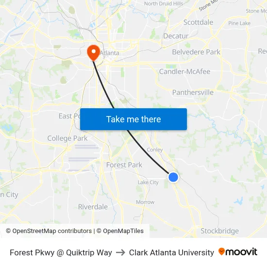 Forest Pkwy @ Quiktrip Way to Clark Atlanta University map