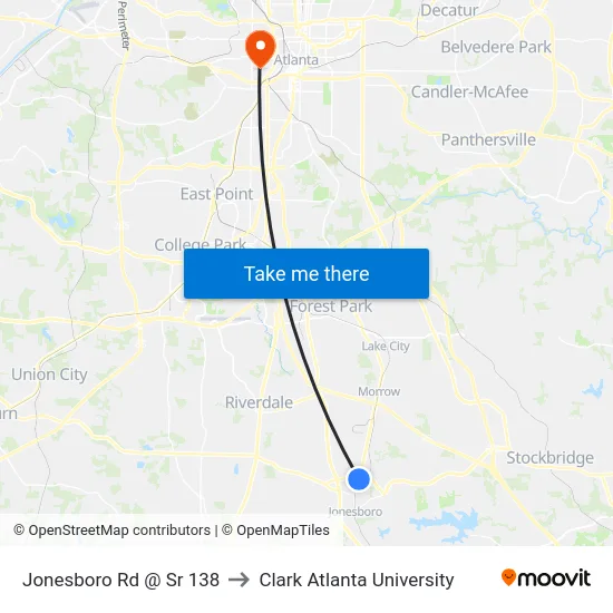 Jonesboro Rd @ Sr 138 to Clark Atlanta University map