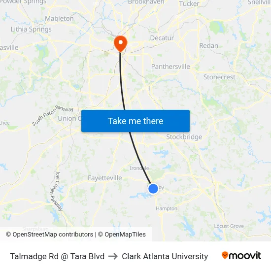 Talmadge Rd @ Tara Blvd to Clark Atlanta University map