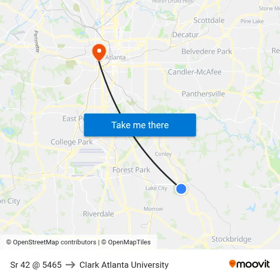 Sr 42 @ 5465 to Clark Atlanta University map