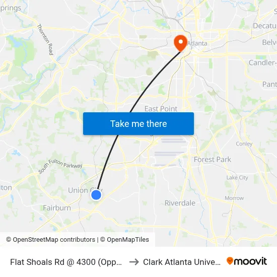 Flat Shoals Rd @ 4300 (Opposite) to Clark Atlanta University map