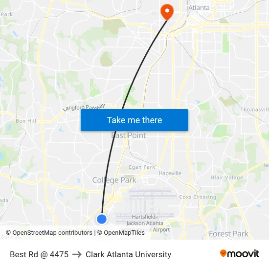 Best Rd @ 4475 to Clark Atlanta University map