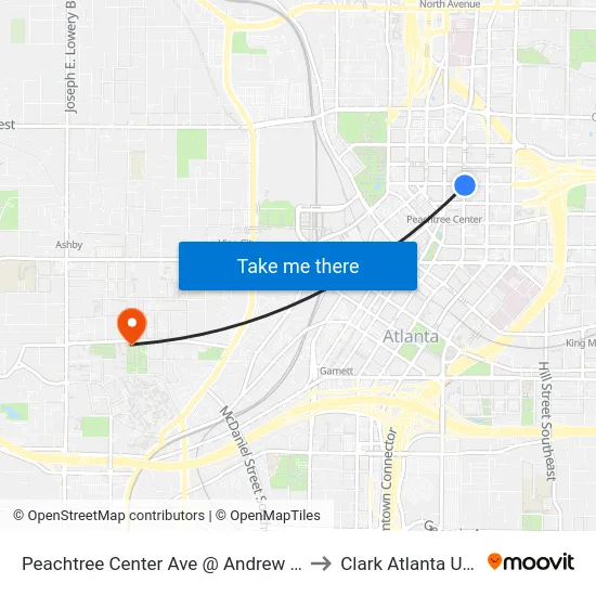 Peachtree Center Ave @ Andrew Young Int Blvd to Clark Atlanta University map