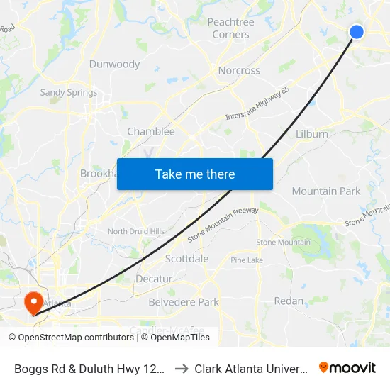 Boggs Rd & Duluth Hwy 120 Ib to Clark Atlanta University map