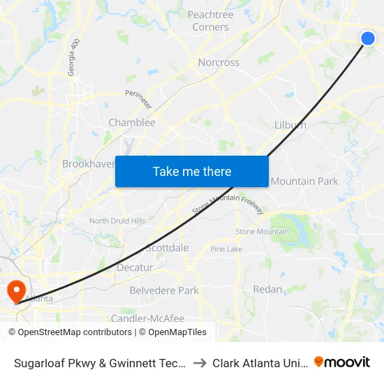 Sugarloaf Pkwy & Gwinnett Tech (2nd Entr to Clark Atlanta University map