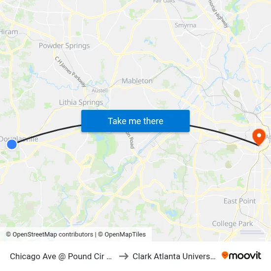 Chicago Ave @ Pound Cir Ob to Clark Atlanta University map