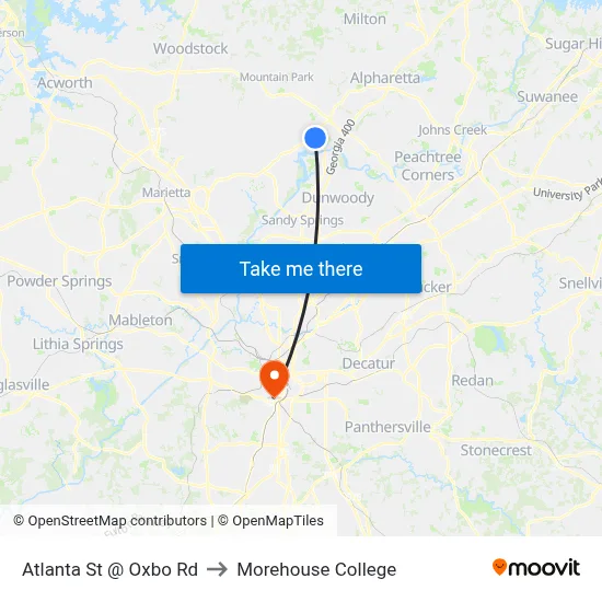 Atlanta St @ Oxbo Rd to Morehouse College map