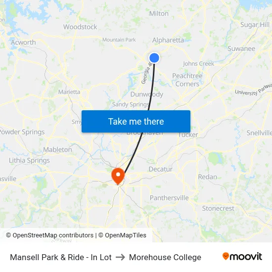 Mansell Park & Ride - In Lot to Morehouse College map