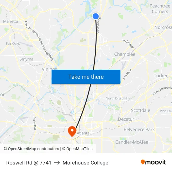 Roswell Rd @ 7741 to Morehouse College map