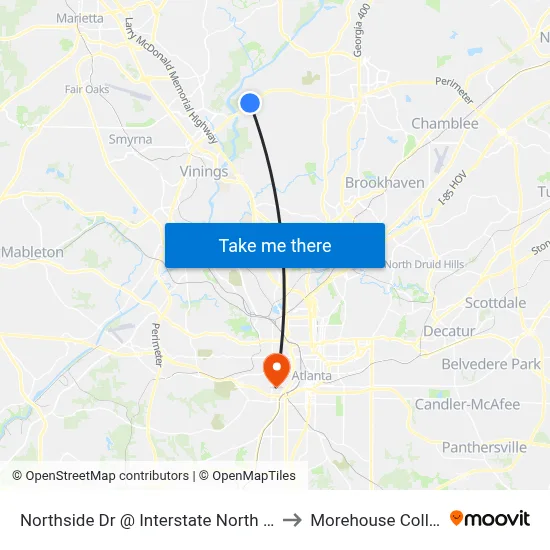 Northside Dr @ Interstate North Pkwy to Morehouse College map