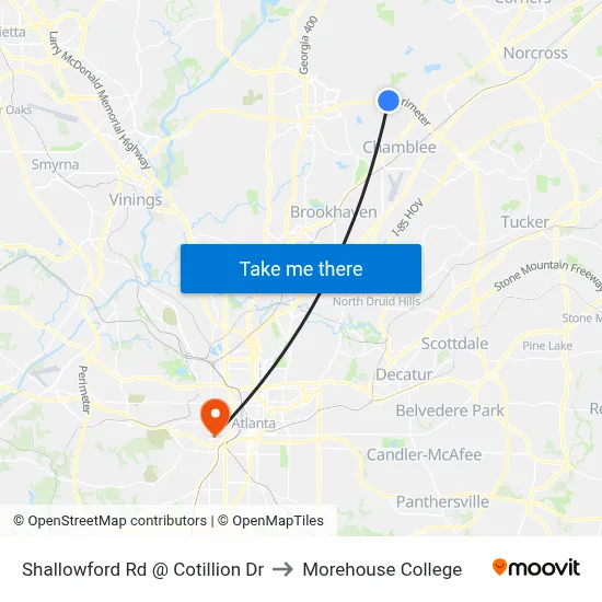 Shallowford Rd @ Cotillion Dr to Morehouse College map