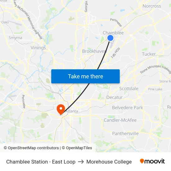 Chamblee Station - East Loop to Morehouse College map