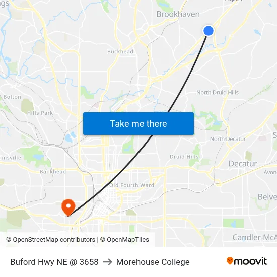 Buford Hwy NE @ 3658 to Morehouse College map