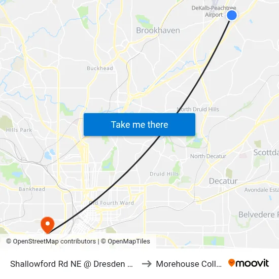 Shallowford Rd NE @ Dresden Dr NE to Morehouse College map
