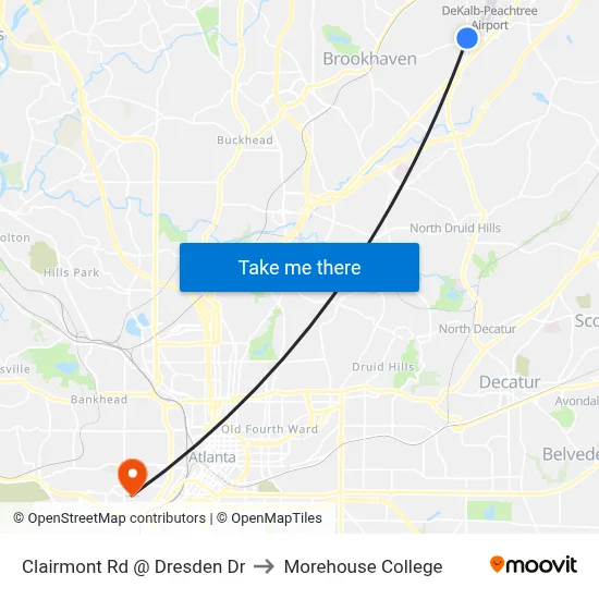 Clairmont Rd @ Dresden Dr to Morehouse College map