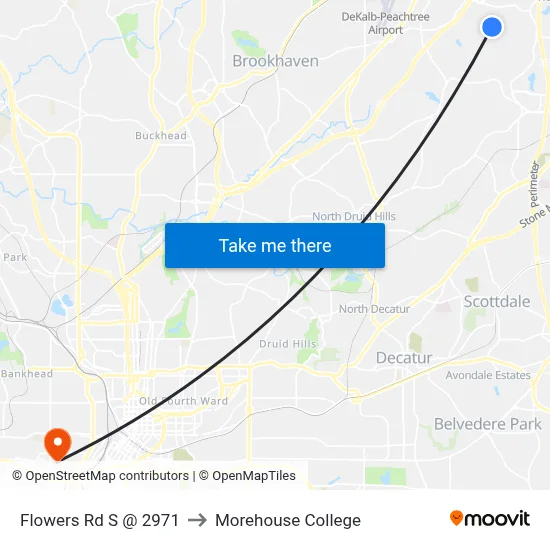 Flowers Rd S @ 2971 to Morehouse College map