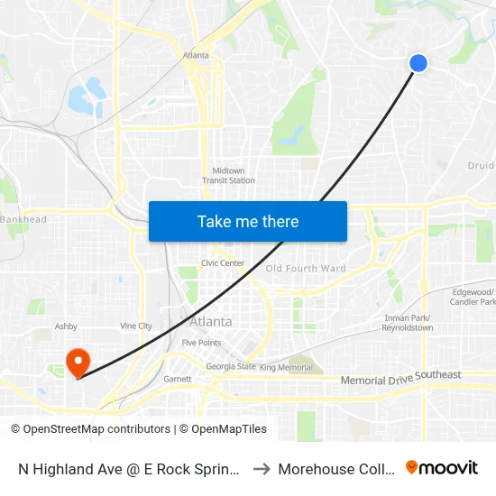 N Highland Ave @ E Rock Springs Rd to Morehouse College map