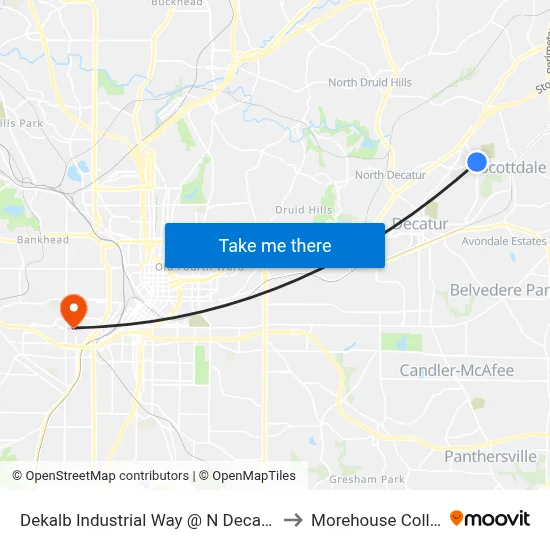 Dekalb Industrial Way @ N Decatur Rd to Morehouse College map
