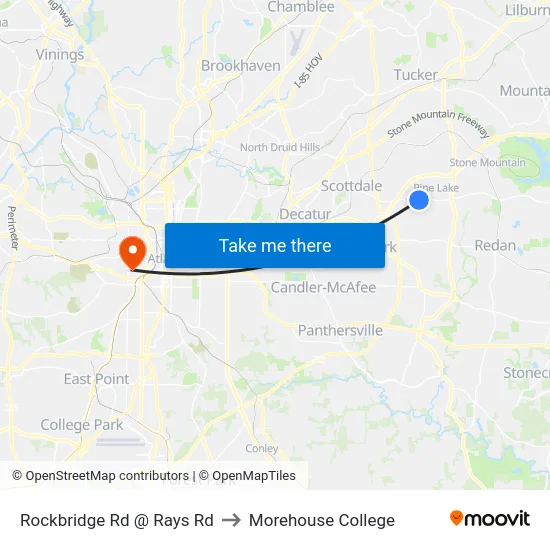 Rockbridge Rd @ Rays Rd to Morehouse College map