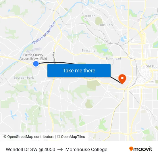 Wendell Dr SW @ 4050 to Morehouse College map