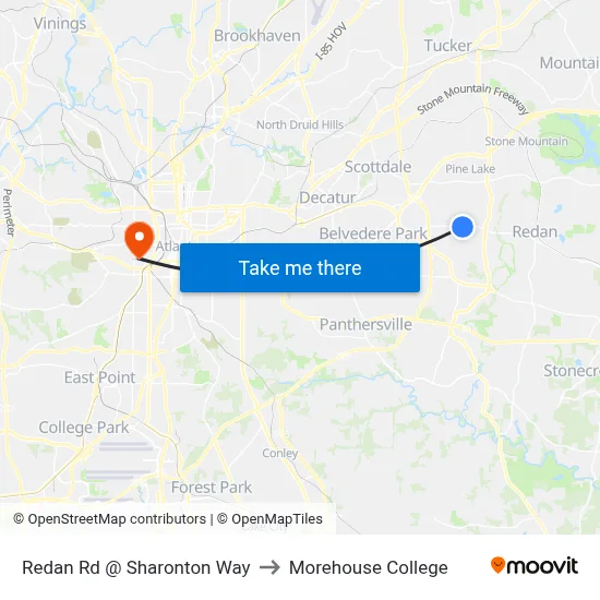 Redan Rd @ Sharonton Way to Morehouse College map