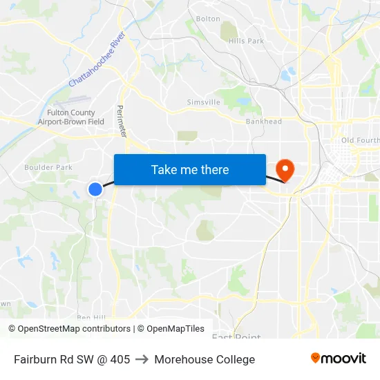 Fairburn Rd SW @ 405 to Morehouse College map