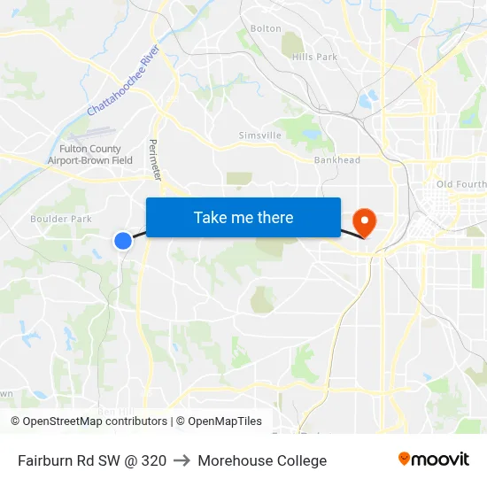 Fairburn Rd SW @ 320 to Morehouse College map