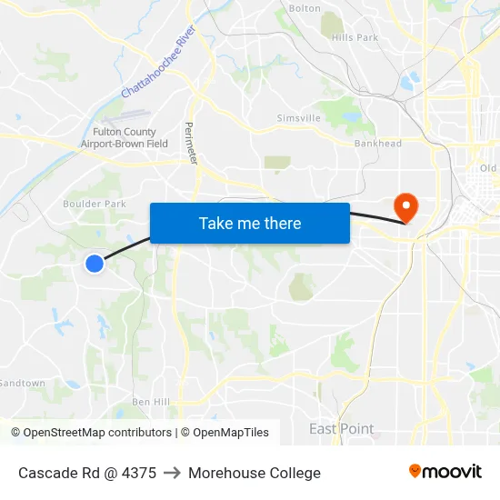 Cascade Rd @ 4375 to Morehouse College map
